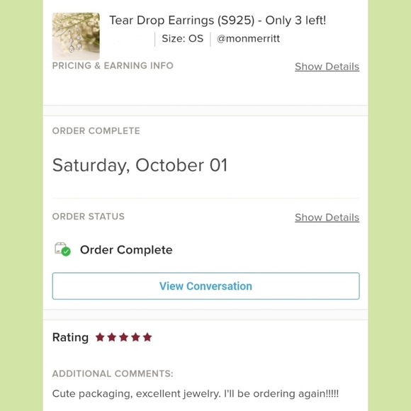 Tear Drop Earrings (S925) - Only 1 left! - Picture 5 of 6